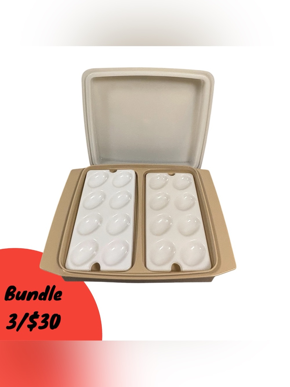Tupperware Beige and White deviled Eggs Storage Container Food Storage Holidays